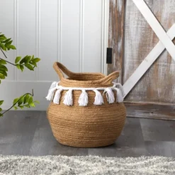 Natural Cotton Woven Tassel Basket-Kirkland's Home Cheap