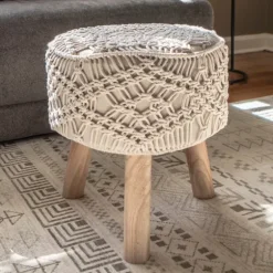 Natural Crochet Stool-Kirkland's Home Shop