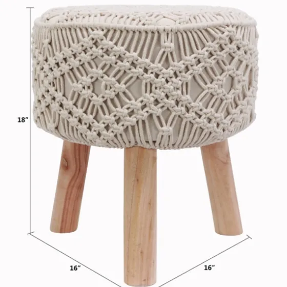 Natural Crochet Stool-Kirkland's Home Shop