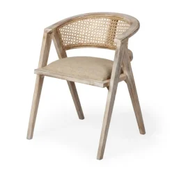 Natural Curved Rat And Linen Dining Chair-Kirkland's Home Clearance