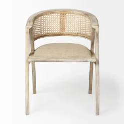 Natural Curved Rat And Linen Dining Chair-Kirkland's Home Clearance