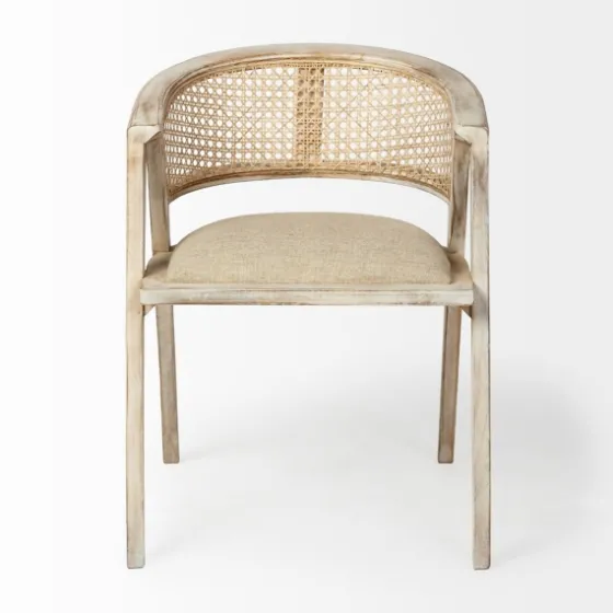 Natural Curved Rat And Linen Dining Chair-Kirkland's Home Clearance
