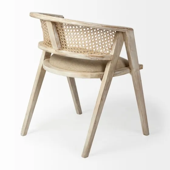 Natural Curved Rat And Linen Dining Chair-Kirkland's Home Clearance