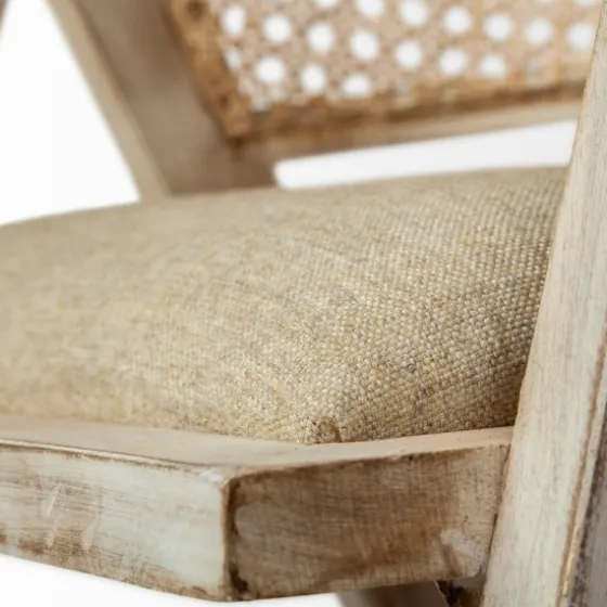 Natural Curved Rat And Linen Dining Chair-Kirkland's Home Clearance