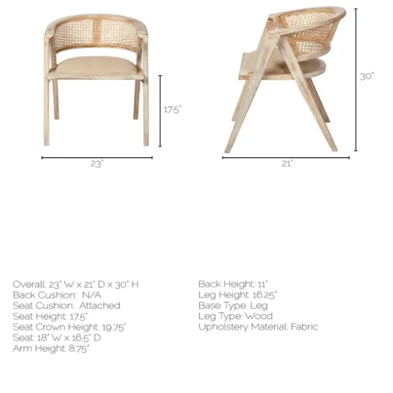 Natural Curved Rat And Linen Dining Chair-Kirkland's Home Clearance