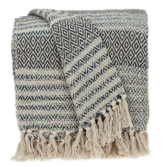 Natural Diamond Wool Handloomed Tassel Throw-Kirkland's Home Store