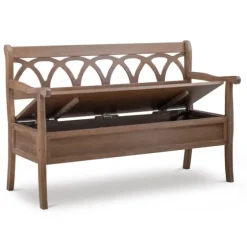 Natural Driftwood Fretwork Back Storage Bench-Kirkland's Home Online