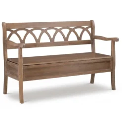 Natural Driftwood Fretwork Back Storage Bench-Kirkland's Home Online