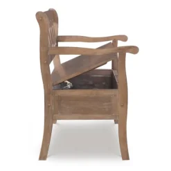 Natural Driftwood Fretwork Back Storage Bench-Kirkland's Home Online