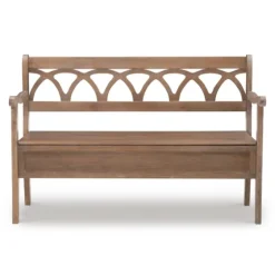 Natural Driftwood Fretwork Back Storage Bench-Kirkland's Home Online