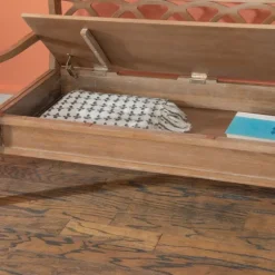 Natural Driftwood Fretwork Back Storage Bench-Kirkland's Home Online