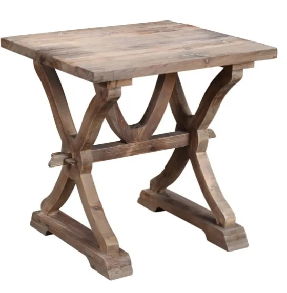 Natural Farmhouse Trestle Base Accent Table-Kirkland's Home Online