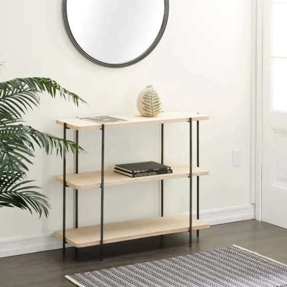 Natural Fir Open 3-Tier Console Table-Kirkland's Home Store
