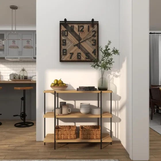 Natural Fir Open 3-Tier Console Table-Kirkland's Home Store