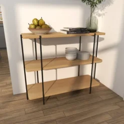 Natural Fir Open 3-Tier Console Table-Kirkland's Home Store