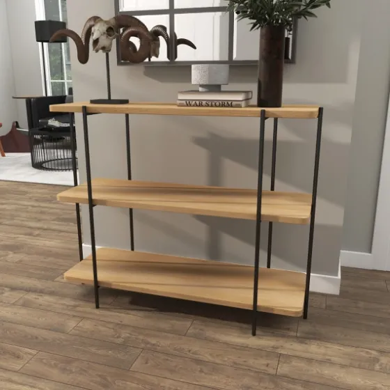 Natural Fir Open 3-Tier Console Table-Kirkland's Home Store