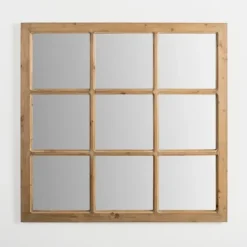 Natural Fir Wood Window Pane Mirror-Kirkland's Home Discount
