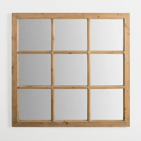Natural Fir Wood Window Pane Mirror-Kirkland's Home Discount