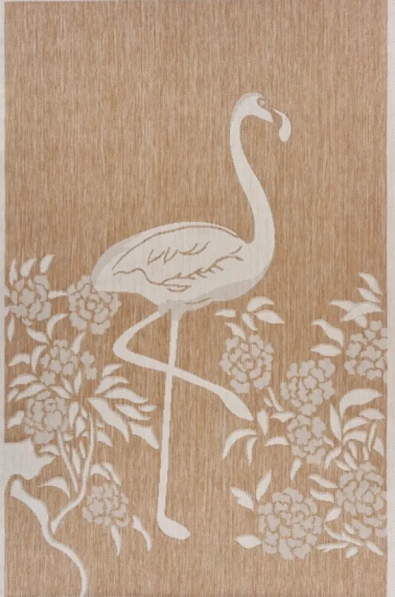 Natural Flamingo Indoor/Outdoor Area Rug, 5X7-Kirkland's Home Flash Sale