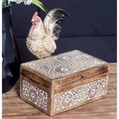 Natural Floral Carved Wood Boxes, Set Of 3-Kirkland's Home Cheap