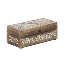Natural Floral Carved Wood Boxes, Set Of 3-Kirkland's Home Cheap