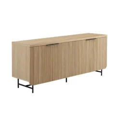 Natural Fluted Wood 4-Door Scandinavian Cabinet-Kirkland's Home Shop