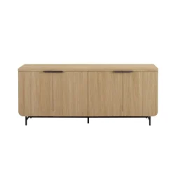 Natural Fluted Wood 4-Door Scandinavian Cabinet-Kirkland's Home Shop