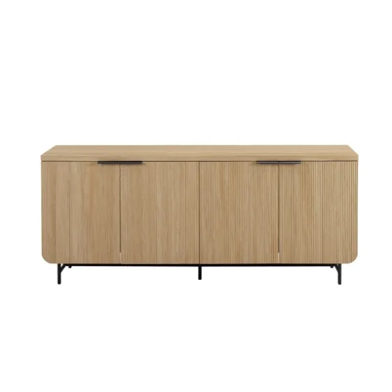 Natural Fluted Wood 4-Door Scandinavian Cabinet-Kirkland's Home Shop
