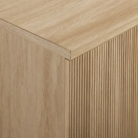 Natural Fluted Wood 4-Door Scandinavian Cabinet-Kirkland's Home Shop