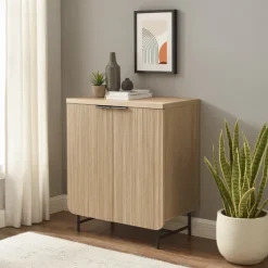 Natural Fluted Wood Scandinavian Cabinet-Kirkland's Home Best