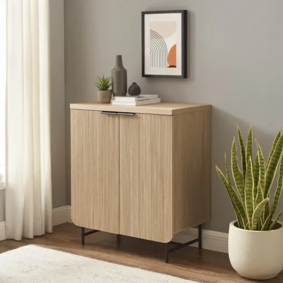 Natural Fluted Wood Scandinavian Cabinet-Kirkland's Home Best