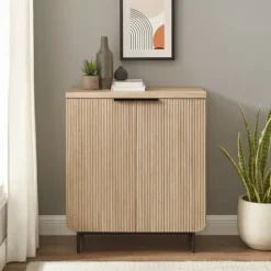 Natural Fluted Wood Scandinavian Cabinet-Kirkland's Home Best