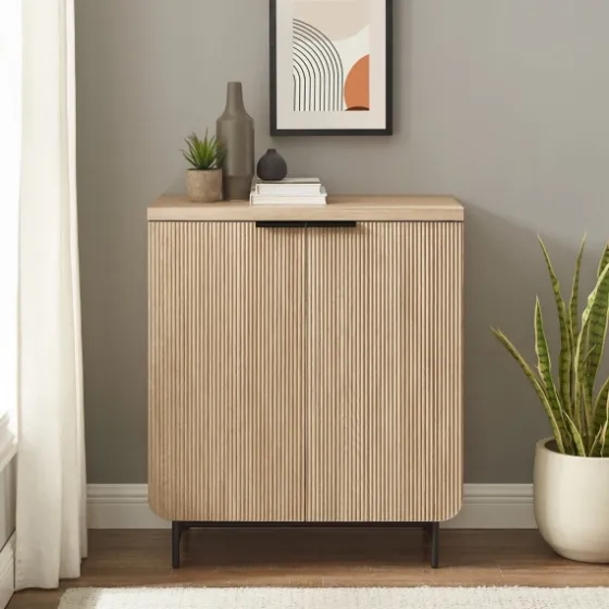 Natural Fluted Wood Scandinavian Cabinet-Kirkland's Home Best