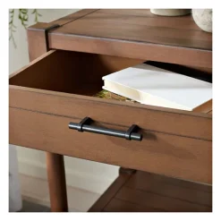 Natural Geometric Industrial Pull Accent Table-Kirkland's Home Cheap