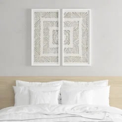 Natural Geometric Rice Paper Framed Art, Set Of 2-Kirkland's Home Sale