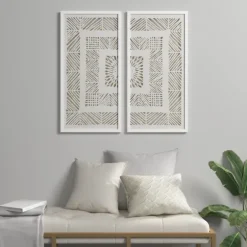 Natural Geometric Rice Paper Framed Art, Set Of 2-Kirkland's Home Sale