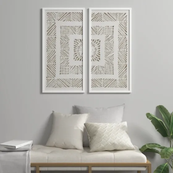 Natural Geometric Rice Paper Framed Art, Set Of 2-Kirkland's Home Sale