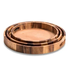 Natural Grain Acacia Wood 3-Pc. Tray Set-Kirkland's Home Store