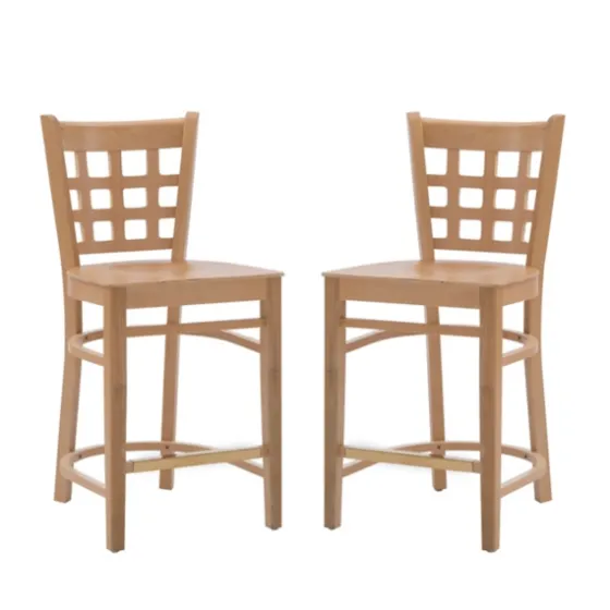 Natural Grid Back Wood Counter Stools, Set Of 2-Kirkland's Home New