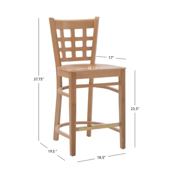 Natural Grid Back Wood Counter Stools, Set Of 2-Kirkland's Home New