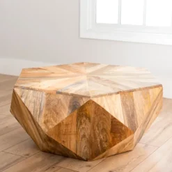 Natural Hexagon Mango Wood Coffee Table-Kirkland's Home Online