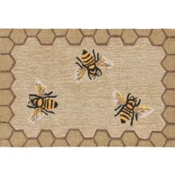 Natural Honeycomb & Bees Outdoor Accent Rug-Kirkland's Home Clearance