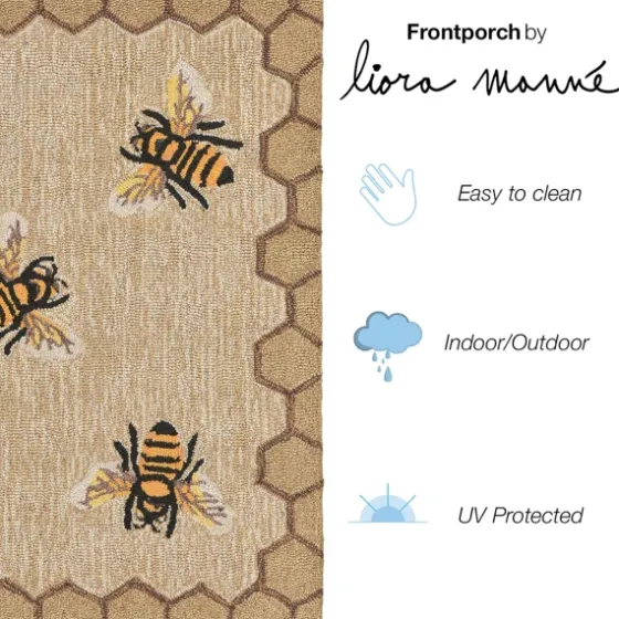 Natural Honeycomb & Bees Outdoor Accent Rug-Kirkland's Home Clearance