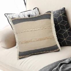 Natural Jute Braided Stripe Throw Pillow, 20 In.-Kirkland's Home Cheap