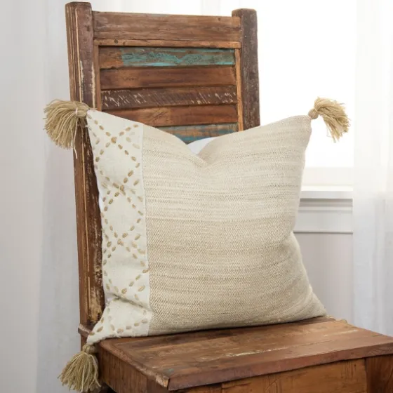 Natural Kantha Stitch Recycled Throw Pillow-Kirkland's Home Shop