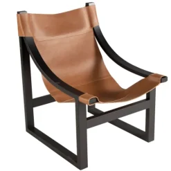 Natural Leather And Black Wood Sling Accent Chair-Kirkland's Home Cheap