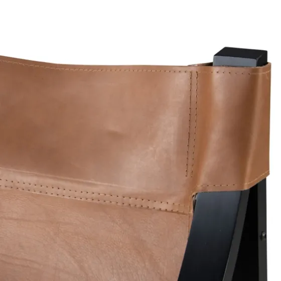 Natural Leather And Black Wood Sling Accent Chair-Kirkland's Home Cheap