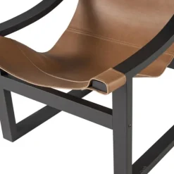 Natural Leather And Black Wood Sling Accent Chair-Kirkland's Home Cheap