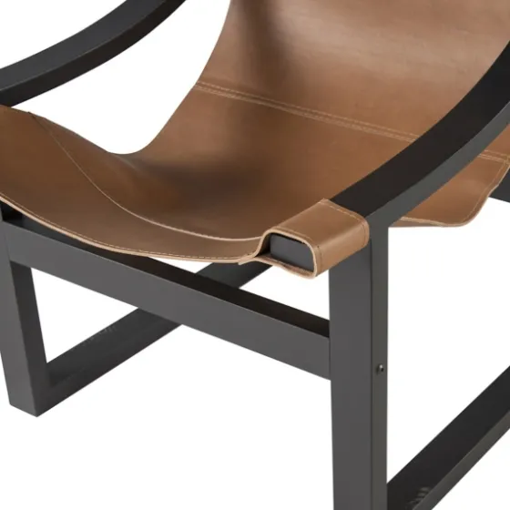 Natural Leather And Black Wood Sling Accent Chair-Kirkland's Home Cheap