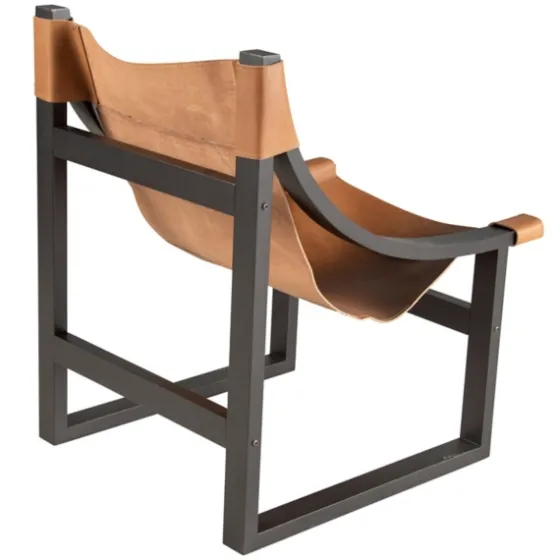 Natural Leather And Black Wood Sling Accent Chair-Kirkland's Home Cheap
